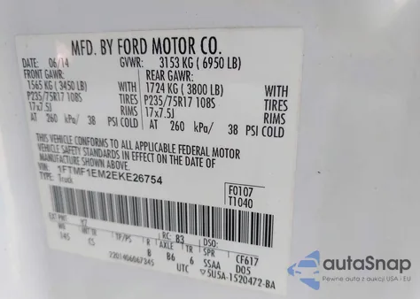 2014 Ford F-150 Xl from USA, damaged, VIN 1FTMF1EM2EKE26754